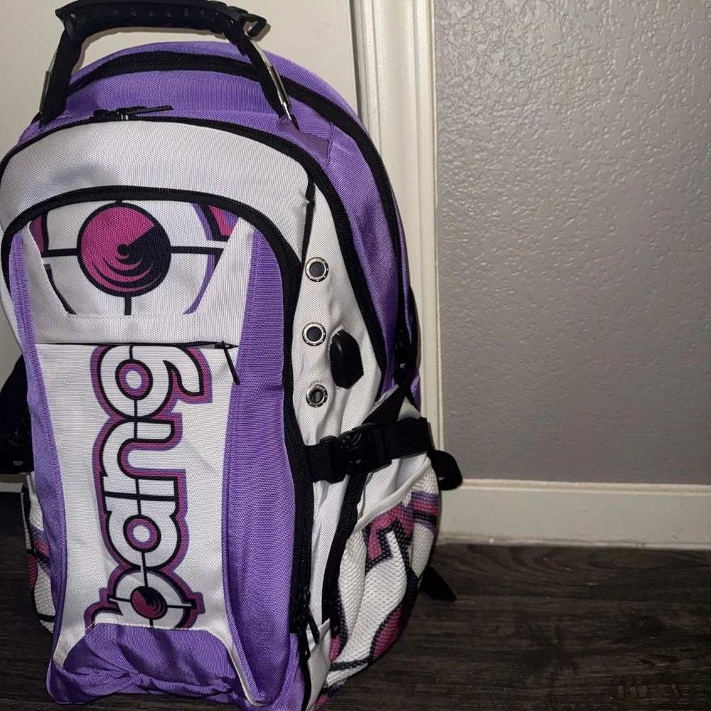 Bang Energy Drink Laptop Utility Backpack Purple White Black Tech Gym School Bag